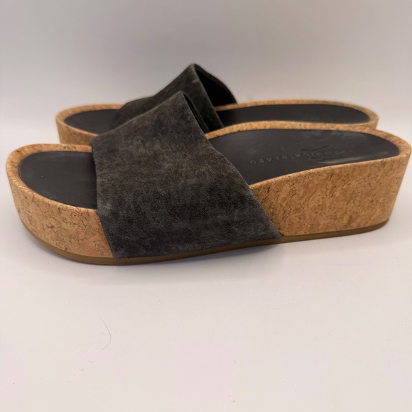 Veronica Beard Shoes - Veronica Beard Dresdyn Grey Suede Leopard Cork Platform Slide Sandals 7M